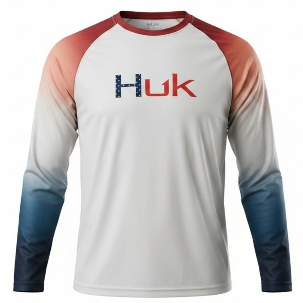 Huk Performance Fishing Shirt Mens XL Ombre Long Sleeve UPF Moisture Wicking USA